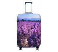 GTKSYNVE Romantic Lavender Luggage Cover for Suitcase Tsa Approved, Spandex Stretch Suitcase Protector Washable Baggage Covers Travel Luggage Sleeve Large Suit Case Cover Fit 18-32 Inch, Black, L