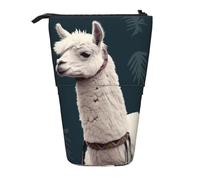 GTKSYNVE Standing Pencil Case, Alpaca Llama Telescopic Pencil Holder, Cute Makeup Cosmetics Bag with Zipper Aesthetic Pencil Bags for Christmas Holiday New Year Office Bag