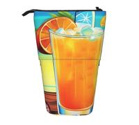 GTKSYNVE Standing Pencil Case, Happy Hour Telescopic Pencil Holder, Cute Makeup Cosmetics Bag with Zipper Aesthetic Pencil Bags for Christmas Holiday New Year Office Bag