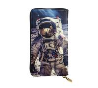 GTKSYNVE US Astronaut Travel Moon Leather Wallets for Women Men, RFID Blocking Large Capacity Credit Card Holder with Zipper Ladies Phone Clutch Handbag Travel Purse Gifts for Birthday