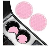 GTLM 2PCS Car Cup Holder Coasters, Universal Non-Slip Car Coasters with Bling Rhinestones, Pink