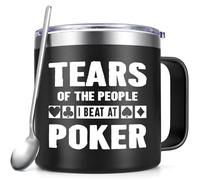 Gtmileo Poker Gifts for Men, Tears Of The People I Beat At Poker 14oz Stainless Steel Insulated Coffee Mug, Gambling, Gambler, Cards, Poker player Mug, Christmas Gifts for Poker Players