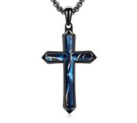 GTMJ Cross Necklace for Men Christianity Cross Necklace with Adjustable Box Chain 24-26 Inches Religious Jewelry Gifts for Men