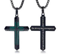 GTMJ Cross Necklace for Men Turquoise/Malachite Cross Necklace with Adjustable Box Chain 24-26 Inches Christianity Jewelry Gifts Everyday Wear, M, Malachite Gravel, Malachite