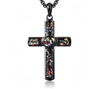 GTMJ Cross Necklace for Men with Adjustable Box Chain Pendant Necklace Religious Mens Jewelry Easter Gifts Everyday Wear, M, Titanium sheet