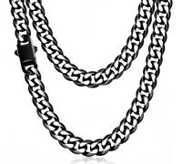 GTMJ Stainless Steel Cuban Link Chain Necklace for Men, Silver/Blue/Black/18K Gold Plated, 5mm/7mm/9mm Width, No Tarnish & Durable Hip Hop Jewelry, 18-26 Inch with Gift Box