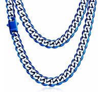GTMJ Stainless Steel Cuban Link Chain Necklace for Men, Silver/Blue/Black/18K Gold Plated, 5mm/7mm/9mm Width, No Tarnish & Durable Hip Hop Jewelry, 18-26 Inch with Gift Box