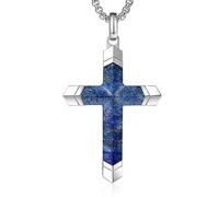 GTMJ Turquoise Cross Necklace for Men with Adjustable Chain, M, Stainless Steel, No Gemstone