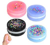 GTNCE 4Pcs Biscuit Squishy Stress Relief Toys - Ultra Soft Sandwich Cookie Fidget Toys for Kids & Adults, Sensory Decompression Toy for Anxiety Relief at Home, Office or Travel (4 Colors)