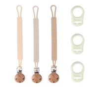 GTNCE Pack of 3 Silicone Dummy Chains, Durable Dummy Chains with Dummy Clip Wood and Silicone Ring for Dummy Chain, Flexible Dummy Strap in One-Piece Design, for Girls and Boys