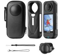 GTNCE Silicone Case & Bag Set for Insta360 X5/X4 - PU Leather Hard Carrying Case Silicone Protective Case Lens Cap - Shockproof Anti-Scratch Accessories for Insta360 X5/X4 Action Camera