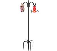 Gtongoko Double Shepherds Hook for Outdoor, 77 Inch Heavy Duty Bird Feeder Pole 3/4 Inch Thick Garden Hooks for Hanging Hummingbird Feeder, Plant Baskets, Solar Light Lanterns, 1 Pack