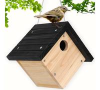 Gtongoko Hanging Wren Bird Houses for Outside, Cedar Wooden Bird Houses for Outdoors, Bird Nest with Air Vents, 1-1/8‘’ Entrance Hole, Clean Door for Wildbird Watching, 1 Pack Black