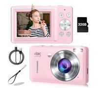 Gtonster Pink 16X Zoom Digital Camera, FHD 1080P, Face Detect, Smile Capture, Anti Shake, Portable Camera for Teens Boys Girls