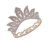 GTORCZDF 1pc Womangolden Party Vintage Inlaid Headwear Luxury Girls Costume Crown Rhinestone Golden Headband Bride Wedding Accessories Round Bridal Tiara Red Style Alloy Women (Picture 1 14