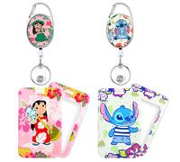 GTOTd Cute Blue Monster Retractable Badge Reel Lanyard (2 Pack) with ID Badge Holder, Cartoon Merch Gifts Party Supplies Badge Clip for Card Key Wallet Teens Student Office Teacher