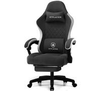 Gtplayer Fabric Gaming Chair With Footrest, Computer Chairs For Adults With Pocket Spring Cushion Ergonomic For Home Office, Black