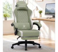 Gtplayer Fabric Gaming Chair With Footrest, Ergonomic Computer Desk Chair With Pocket Spring Cushion Home Office Chair, Green