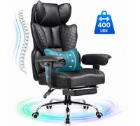 GTPLAYER Gaming Chair, Executive Office Desk Chair with Footrest Ergonomic Heavy Duty High Back Lumbar Support Home Recliner Swivel Computer Chairs, Black