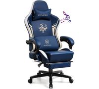 Gtplayer Gaming Chair With Bluetooth Speakers And Footrest, Ergonomic Computer Chair Heavy Duty Lumbar Support Chair, Blue