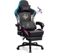 Gtplayer Gaming Chair With Bluetooth Speakers And Footrest, Ergonomic Computer Chair Heavy Duty Lumbar Support Chair, Black