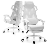 Gtplayer Office Chair, Ergonomic High Back Executive Desk Chair With Linkage Armrests Heavy Duty Swivel Gaming Chairs, White