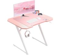 GTPLAYER Pink 100CM Carbon Fiber Z-Frame Gaming Desk with Headphone Hooks & Oversized Mouse Pad, Large 120x60cm, 80kg Capacity