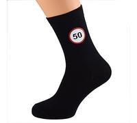 GTR 50th Birthday 50 MPH Speed Limit Road Sign Black Socks Large Mens UK Size 5-12 EUR 39-46 US 6-7 (X6N057)