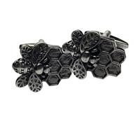 GTR Bee & Honeycomb Cufflinks - Yellow, Black Stones - Unisex Adults - Formal Wear