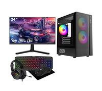 GTR Gaming PC Bundle -UK Built & Tested Gaming Setup with Choice of Game | Ryzen 5 3400G Vega 11 Graphics |16GB RAM | 1TB NVMe SSD | 24" 165Hz Monitor | Keyboard, Mouse & Headset | Windows 11 | Wi-Fi