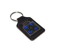 GTR-Gifts Black Leather Key Ring with Scottish Black Watch Tartan Masonic G Design