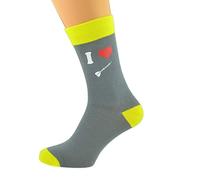 GTR-Prestige Giftware Ash Grey & Yellow Unisex Socks I Love Darts UK Size 5-12 X6N607