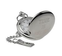 GTR-Prestige Giftware Engraved Design Time is Money Silver Pocket Watch (XCPW9)