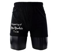GTR-Prestige Giftware Personalised Property of Mrs To Be with Surname Wedding Boxer Shorts in Various Sizes (Large (35" - 38")) (Medium (32" - 35")) Black