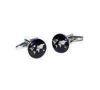 GTR-Prestige Giftware Round Black & White World Map Cufflinks Presented in a Cufflink Box