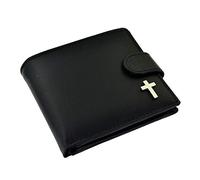 GTR-Prestige Giftware Silver Christian Cross Design Leather Wallet