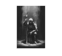 GTRE Vintage Poster Black And White Medieval Templar Knight Poster Decorative Painting Canvas Wall Posters And Art Picture Print Modern Family Bedroom Decor Posters 12x18inch(30x45cm)