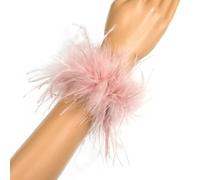 GTRPSF 2PCS Pink Ostrich Feather Cuffs Wrist Sleeve Fashion Women Hair Accessories Feather Cuff Snap Bracelet