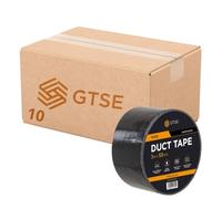 GTSE 10 Rolls 75mm x 50m, Wide Black Duct Tape 3” Waterproof Strong Adhesive Gaffer Tape for Patching, Sealing, Securing Cables and Labelling, Heavy Duty Tape