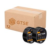 GTSE 12 Rolls Black Duct Tape, 48mm x 50m, 2” Waterproof Strong Adhesive Gaffer Tape for Patching, Sealing, Securing Cables and Labelling, Heavy Duty