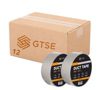 GTSE 12 Rolls, Silver Duct Tape, 48mm x 50m, 2” Waterproof Strong Adhesive Gaffer Tape for Patching, Sealing, Securing Cables and Labelling, Heavy Duty Tape