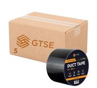 GTSE 5 Rolls 100mm x 50m, Wide Black Duct Tape, 4” Waterproof Strong Adhesive Gaffer Tape for Patching, Sealing, Securing Cables and Labelling, Heavy Duty Tape