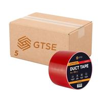 GTSE 5 Rolls 100mm x 50m, Wide Red Duct Tape, 4” Waterproof Strong Adhesive Gaffer Tape for Patching, Sealing, Securing Cables and Labelling, Heavy Duty Tape