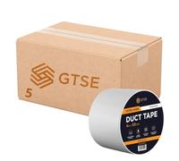 GTSE 5 Rolls 100mm x 50m, Wide White Duct Tape, 4” Waterproof Strong Adhesive Gaffer Tape for Patching, Sealing, Securing Cables and Labelling, Heavy Duty Tape