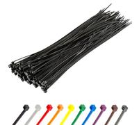 GTSE 8” Black Zip Ties, 100 Pack, 40lb Strength, UV Resistant Strong Nylon Cable Ties, Self-Locking 8 Inch Tie Wraps