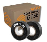 GTSE Black Electrical Tape, 19mm x 20m, Bulk Box of 100 Rolls, Strong Self-Adhesive PVC Insulation Tape for Insulating, Repairing and Protecting Electrical Wires