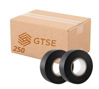 GTSE Black Electrical Tape, 19mm x 20m, Bulk Box of 250 Rolls, Strong Self-Adhesive PVC Insulation Tape for Insulating, Repairing and Protecting Electrical