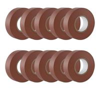 GTSE Brown Electrical Tape, 19mm x 20m, 10 Rolls of Strong Self-Adhesive PVC Insulation Tape for Insulating, Repairing and Protecting Electrical Wires
