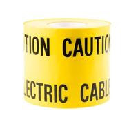 GTSE Caution Electric Tape Black and Yellow, 150mm x 365m, 1 Roll, Strong Warning/Caution Tape, Cable Below Tape for Underground Cables