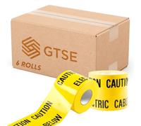 GTSE Caution Electric Tape Black and Yellow, 150mm x 365m, 3 Rolls, Strong Warning/Caution Tape, Cable Below Tape for Underground Cables